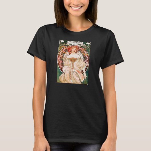 Alphonse Mucha F. T-shirt met champenois (Voorkant)