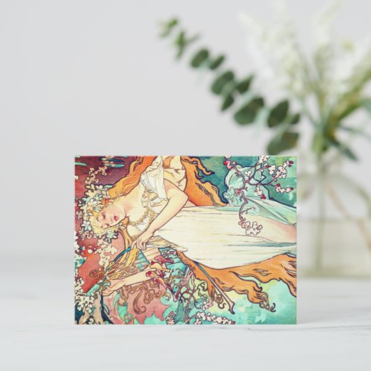 Alphonse Mucha Feestdagenkaart (Staand voorkant)