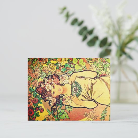 Alphonse Mucha Feestdagenkaart (Staand voorkant)