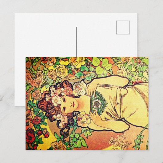 Alphonse Mucha Feestdagenkaart (Voorkant / Achterkant)