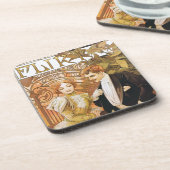 Alphonse Mucha Flirt Art Nouveau Onderzetter Set (Linkerzijde)