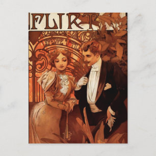 Alphonse Mucha Flirt Briefkaart