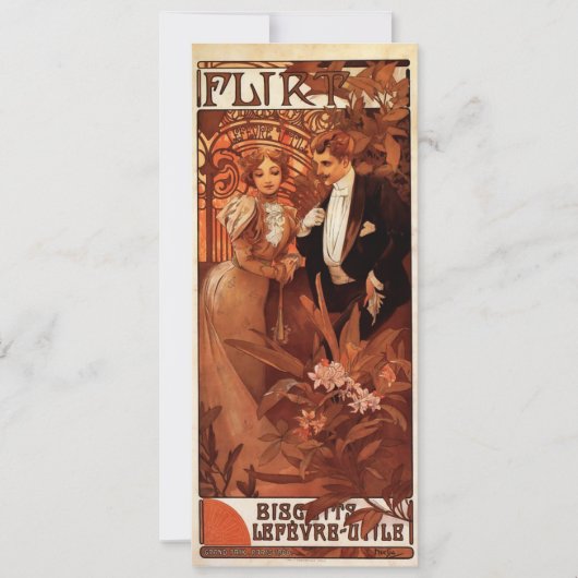 Alphonse Mucha Flirt Invitations Kaart (Voorkant)