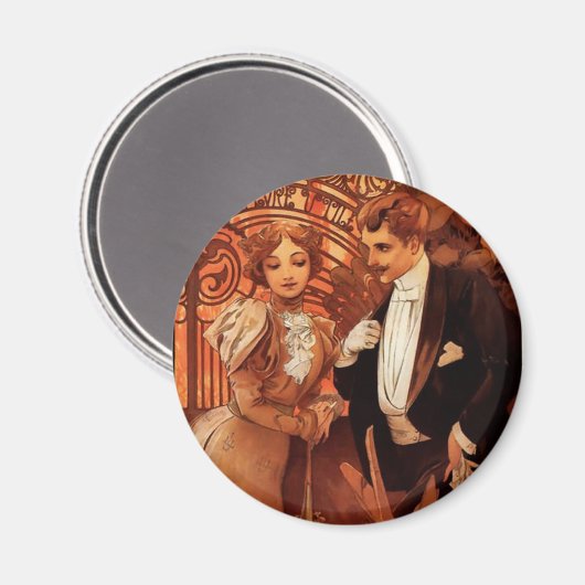 Alphonse Mucha Flirt Magnet (Voorkant / Achterkant)