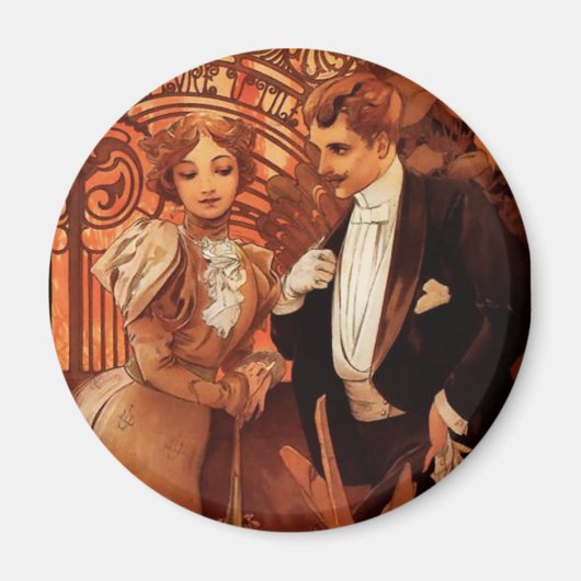 Alphonse Mucha Flirt Magnet (Voorkant)