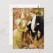 Alphonse Mucha Flirt Romantic Art Nouveau Briefkaart (Voorkant / Achterkant)