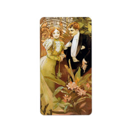 Alphonse Mucha Flirt  Romantic Art Nouveau Etiket