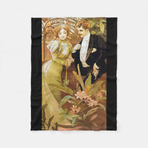 Alphonse Mucha Flirt  Romantic Art Nouveau Fleece Deken