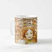 Alphonse Mucha Flirt Romantic Art Nouveau Koffiemok (Voorkant links)