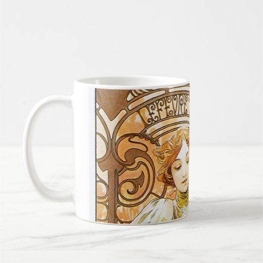 Alphonse Mucha Flirt Romantic Art Nouveau Koffiemok (Links)