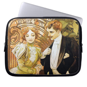 Alphonse Mucha Flirt Romantic Art Nouveau Laptop Sleeve
