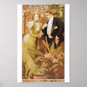 Alphonse Mucha Flirt  Romantic Art Nouveau Poster (Voorkant)