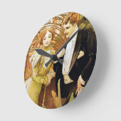 Alphonse Mucha Flirt  Romantic Art Nouveau Ronde Klok (Hoek)