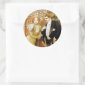 Alphonse Mucha Flirt Romantic Art Nouveau Ronde Sticker (Tas)