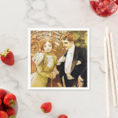 Alphonse Mucha Flirt  Romantic Art Nouveau Servetten (Insitu)
