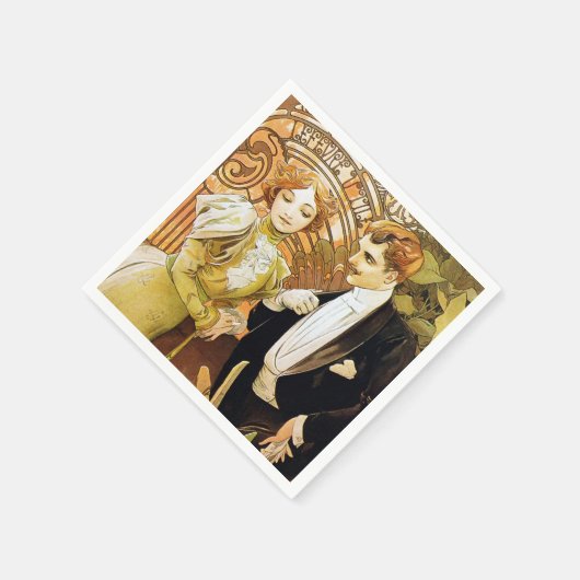 Alphonse Mucha Flirt  Romantic Art Nouveau Servetten (Hoek)