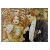 Alphonse Mucha Flirt  Romantic Art Nouveau Snijplank (Voorkant)