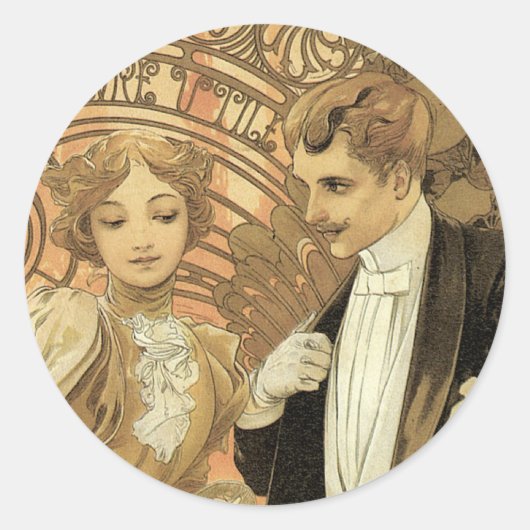 Alphonse Mucha "Flirt" Stickers (Voorkant)