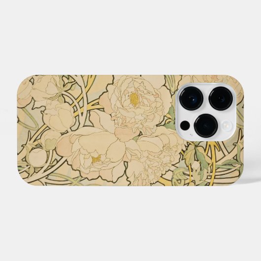 Alphonse Mucha Floral Pattern Art iPhone Hoesje (Achterkant horizontaal)