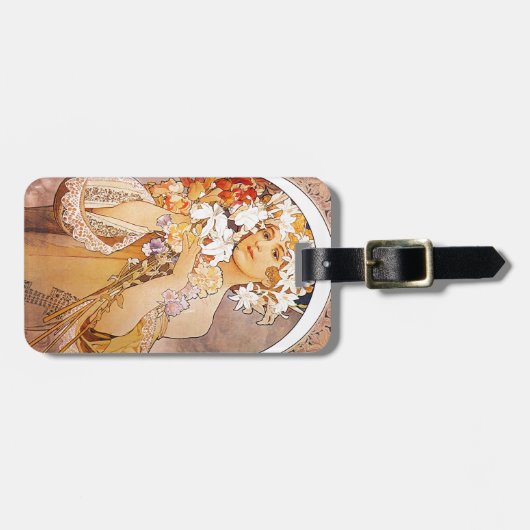 Alphonse Mucha Flower Bagagelabel (Voorkant horizontaal)