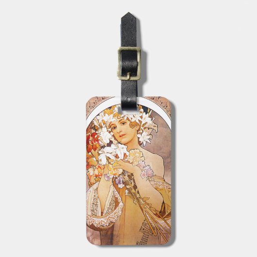 Alphonse Mucha Flower Bagagelabel (Voorkant verticaal)
