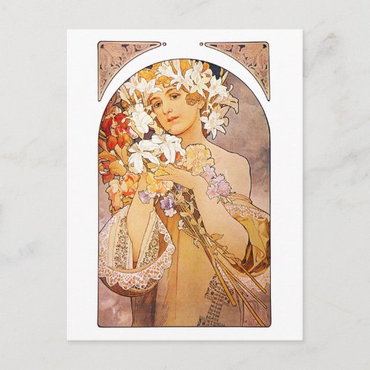 Alphonse Mucha Flower Briefkaart (Voorkant)