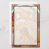 Alphonse Mucha Flower Briefpapier (Voorkant / Achterkant)