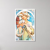 Alphonse Mucha - Flower - Retro Art Nouveau Canvas Afdruk (Voorkant)