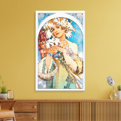 Alphonse Mucha - Flower - Retro Art Nouveau Canvas Afdruk (Insitu (Woonkamer))