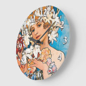 Alphonse Mucha - Flower - Retro Art Nouveau Grote Klok (Hoek)