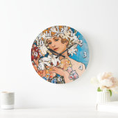 Alphonse Mucha - Flower - Retro Art Nouveau Grote Klok (Huis)