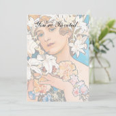 Alphonse Mucha - Flower - Retro Art Nouveau Kaart (Staand voorkant)