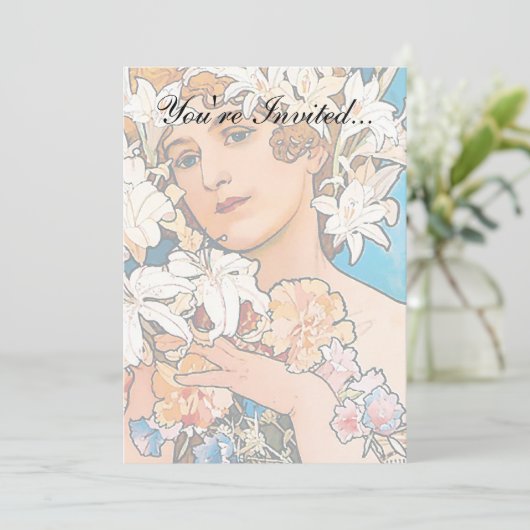 Alphonse Mucha - Flower - Retro Art Nouveau Kaart (Staand voorkant)