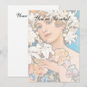 Alphonse Mucha - Flower - Retro Art Nouveau Kaart (Voorkant / Achterkant)