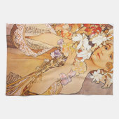 Alphonse Mucha Flower Theedoek (Horizontaal)