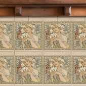 Alphonse Mucha Flowers Art Nouveau  Tegeltje
