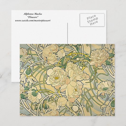 Alphonse Mucha - Flowers Briefkaart (Voorkant / Achterkant)