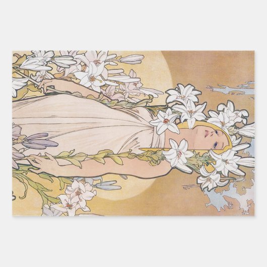 Alphonse Mucha, Flowers Inpakpapier Vel (Voorkant 3)