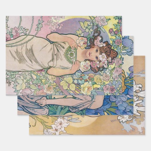 Alphonse Mucha, Flowers Inpakpapier Vel (Set)