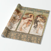 Alphonse Mucha Four Seasons 1897 Art Nouveau Panel Cadeaupapier (Uitgerold)
