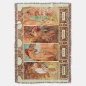 Alphonse Mucha Four Seasons Art Nouveau Deken (Voorkant Verticaal)
