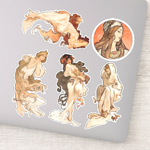 Alphonse Mucha Four Seasons en Bonus Cirkel Sticker