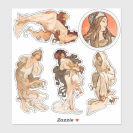 Alphonse Mucha Four Seasons en Bonus Cirkel Sticker