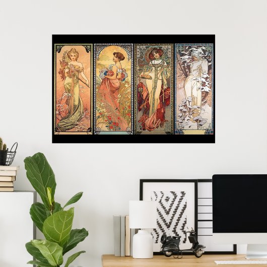 Alphonse Mucha Four Seasons Poster (Thuiskantoor)