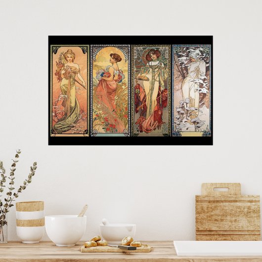 Alphonse Mucha Four Seasons Poster (Keuken)