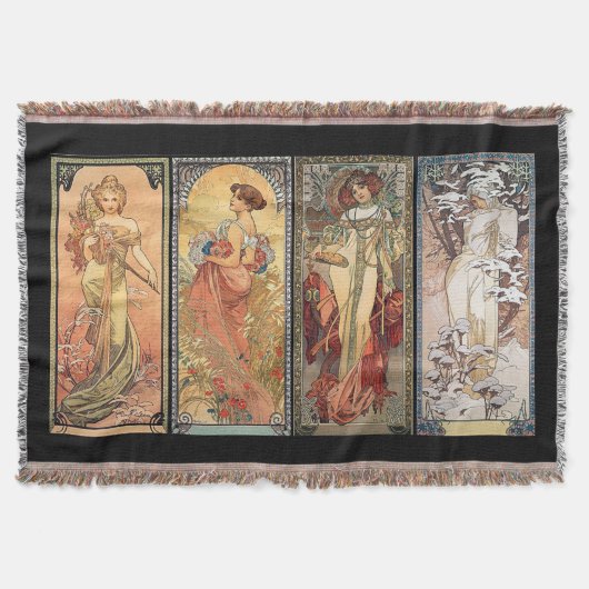 Alphonse Mucha Four Seasons Rugs Deken (Voorkant)