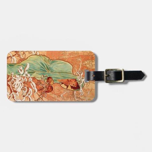 Alphonse Mucha, Four Seasons, Winter Bagagelabel (Voorkant horizontaal)