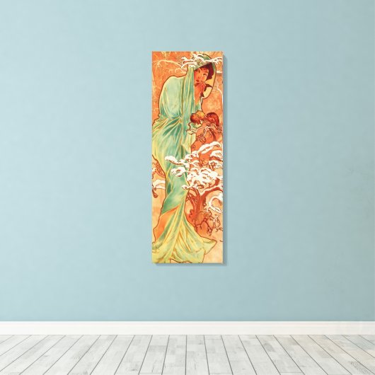 Alphonse Mucha, Four Seasons, Winter Canvas Afdruk (Insitu (Houten vloer))
