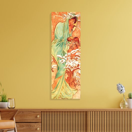 Alphonse Mucha, Four Seasons, Winter Canvas Afdruk (Insitu (Woonkamer))