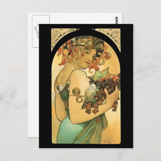 Alphonse Mucha ~ Fruit ( 1897 ) Briefkaart (Voorkant / Achterkant)